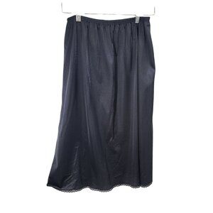 Vintage VTG Vanity Fair Womens Half Slip Skirt 11760 Size L Black Nylon Lace Tri